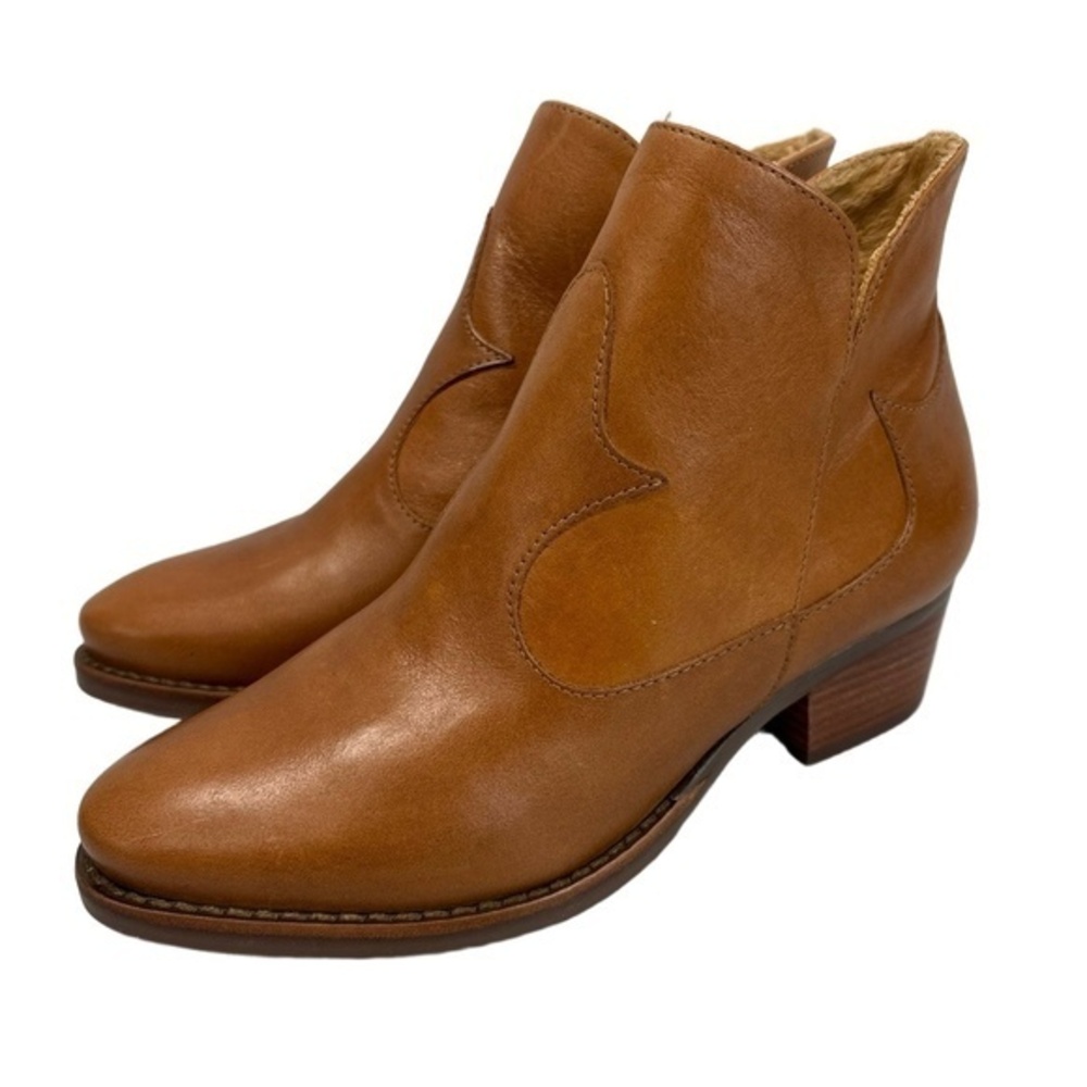 Walking Cradles Georgia Womens 5.5M Scotch Brown Leather Ankle Boots Zip Heel